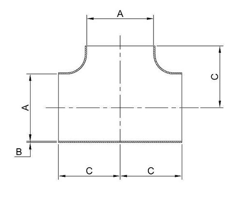 Metric Equal Tees - OSTP Tru-Bore® diagram/image