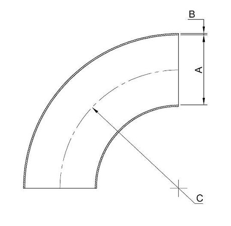 Metric 90 Elbows 1.5D - OSTP Tru-Bore®  diagram/image