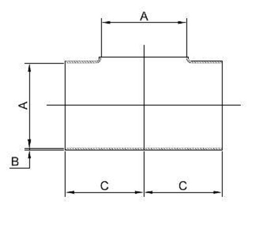 Metric Pulled Tees - OSTP Tru-Bore® diagram/image